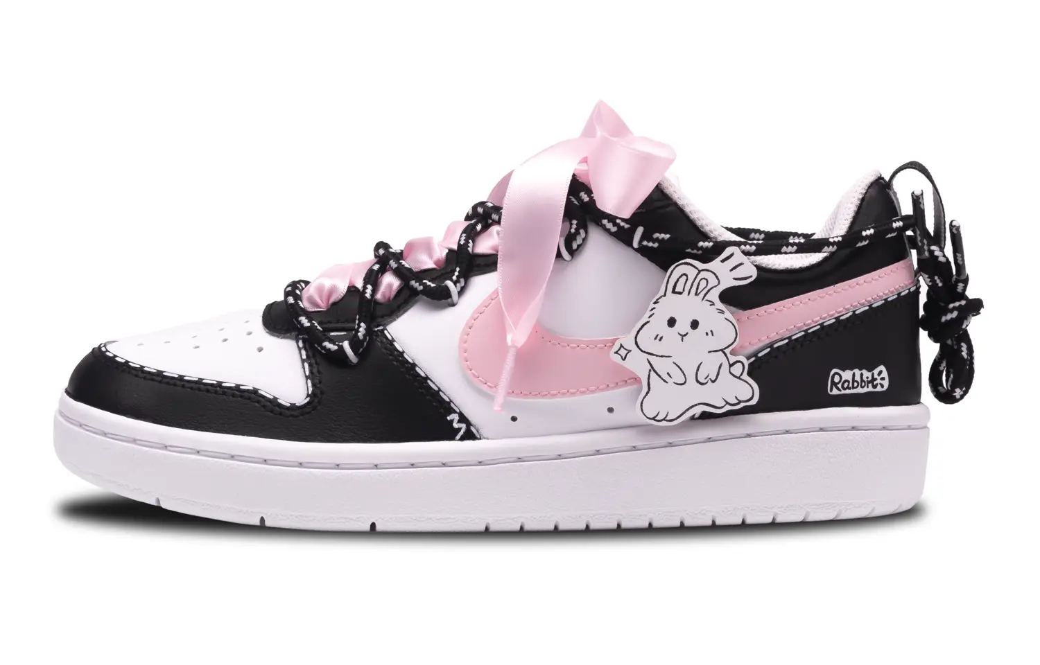 

Кроссовки Nike Court Borough Skateboard Shoes Women's Low-Top Black Pink, Черный, Кроссовки Nike Court Borough Skateboard Shoes Women's Low-Top Black Pink