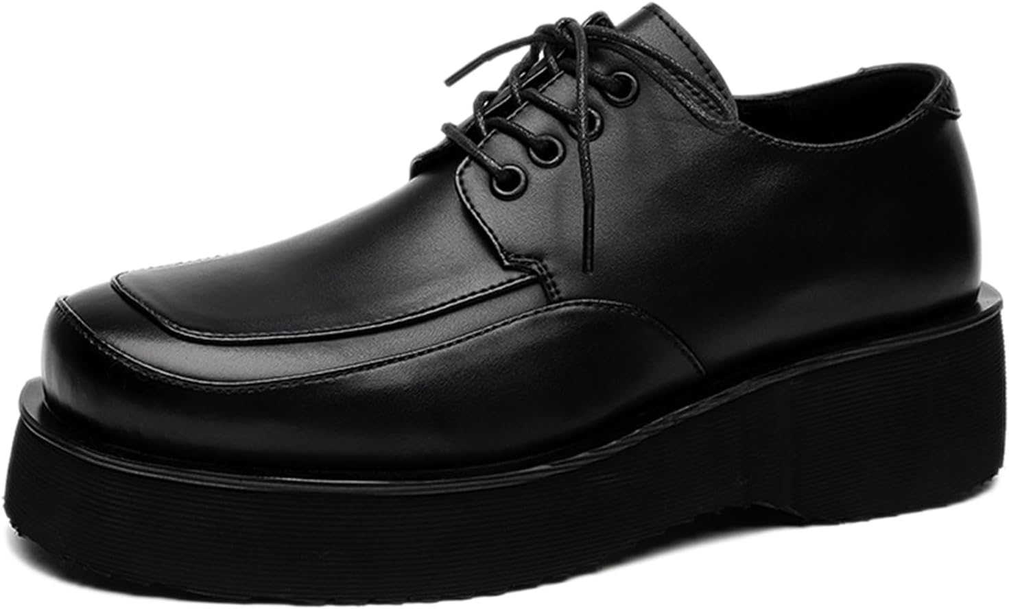 

Мужские оксфорды с квадратным носком на платформе, модные широкие удобные деловые дерби, увеличивающие рост, для свадьбы, официальной работы и повседневной носки Adkgbe, черный