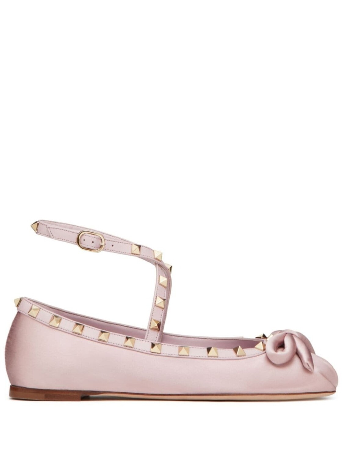 

Valentino Garavani атласные балетки с декором Rockstud, розовый