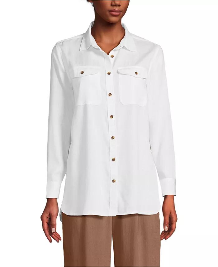 

Женская рубашка из волокна TENCEL цвета индиго Lands' End, белый
