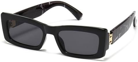 

Модные разноцветные прямоугольные солнцезащитные очки для женщин в стиле ретро, ​​двухцветные солнцезащитные очки UV400 для мужчин, квадратные солнцезащитные очки MTZJH, Black Grey