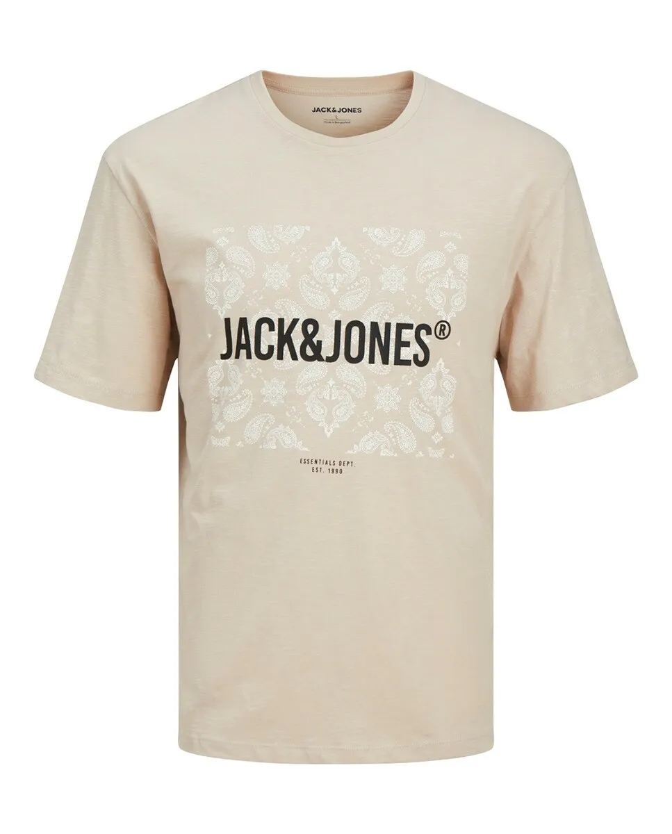 

Мужская футболка с коротким рукавом и принтом спереди для мужчин Jack & Jones, цвет Natural