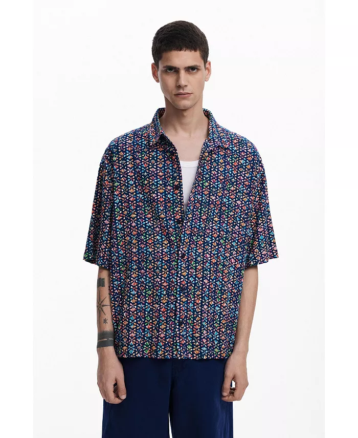 

Мужская футболка с коротким рукавом и этнической вышивкой Desigual, синий