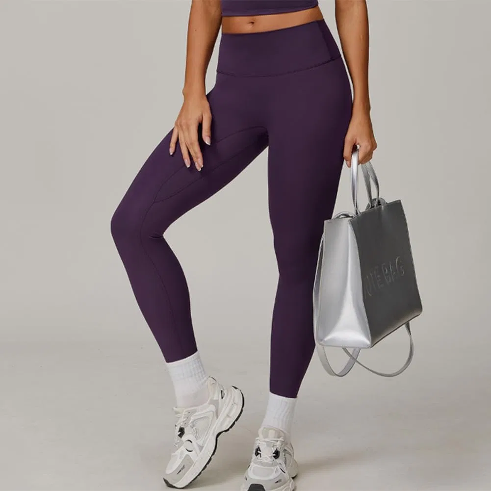 Женские леггинсы для бега и йоги, High-Waisted, Dark Purple — фото 3
