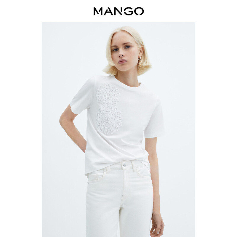 

Женская футболка Mango с круглым вырезом, белый