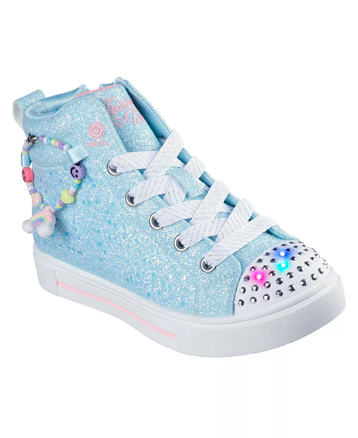 

Маленькие девочки Twinkle Toes: Twinkle Sparks - Charm Bestie высокие кроссовки со светящейся подошвой от Finish Line Skechers, синий