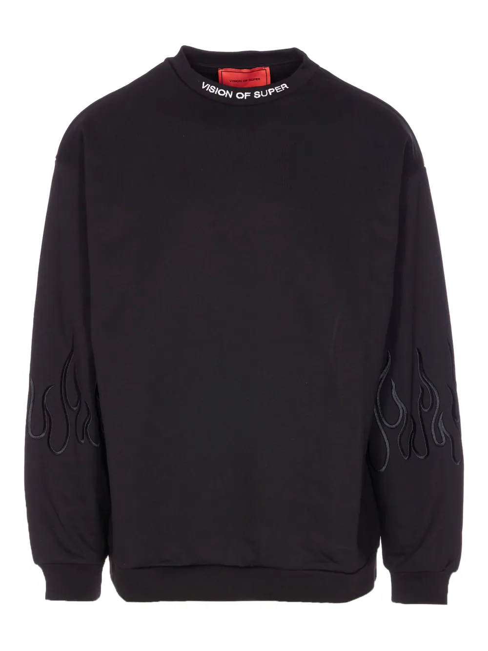 

Свитшот с вышивкой в виде пламени и круглым вырезом Vision Of Super, черный