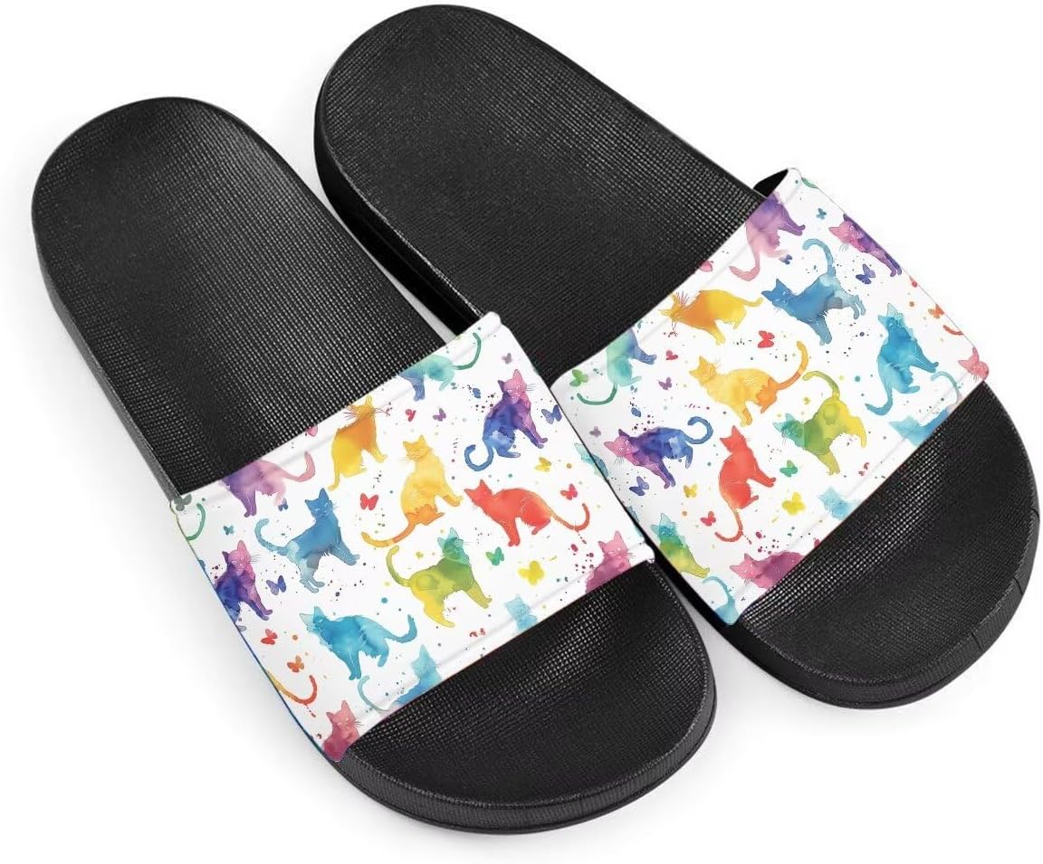 

Женские сандалии Комфортные Легкие Летние Сандалии Нескользящие Шлепанцы с Акварельным Рисунком Кошки Для Пляжа, Отеля, Для Дома и На Улице Getelinseng, Colorful Watercolor Kitty