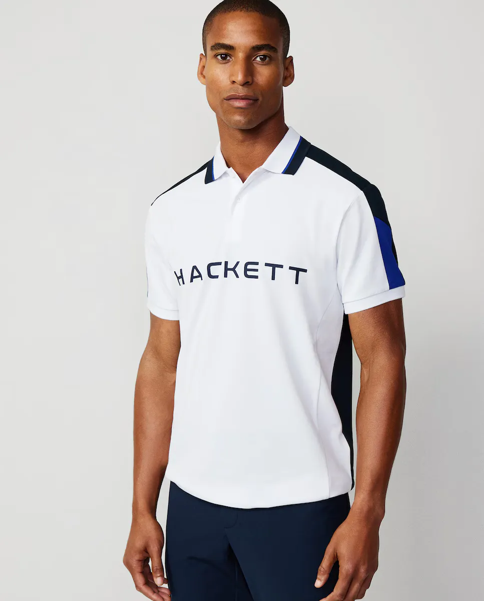 

Мужское поло из пике Hackett Sport с короткими рукавами, белый