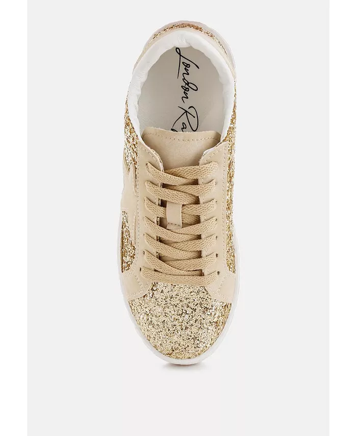Shinding Glitter Star Chunky кроссовки женские London Rag, золото — фото 4