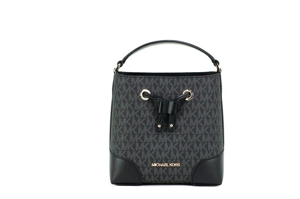 

Сумка-ведро через плечо Mercer Small Black Signature Leather Michael Kors, Черный, Сумка-ведро через плечо Mercer Small Black Signature Leather Michael Kors