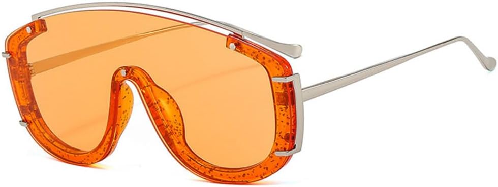 

Большие цельные солнцезащитные очки для женщин в стиле ретро с заклепками, для мужчин — градиентные солнцезащитные очки с защитой от УФ-излучения UV400 MTZJH, Orange Orange