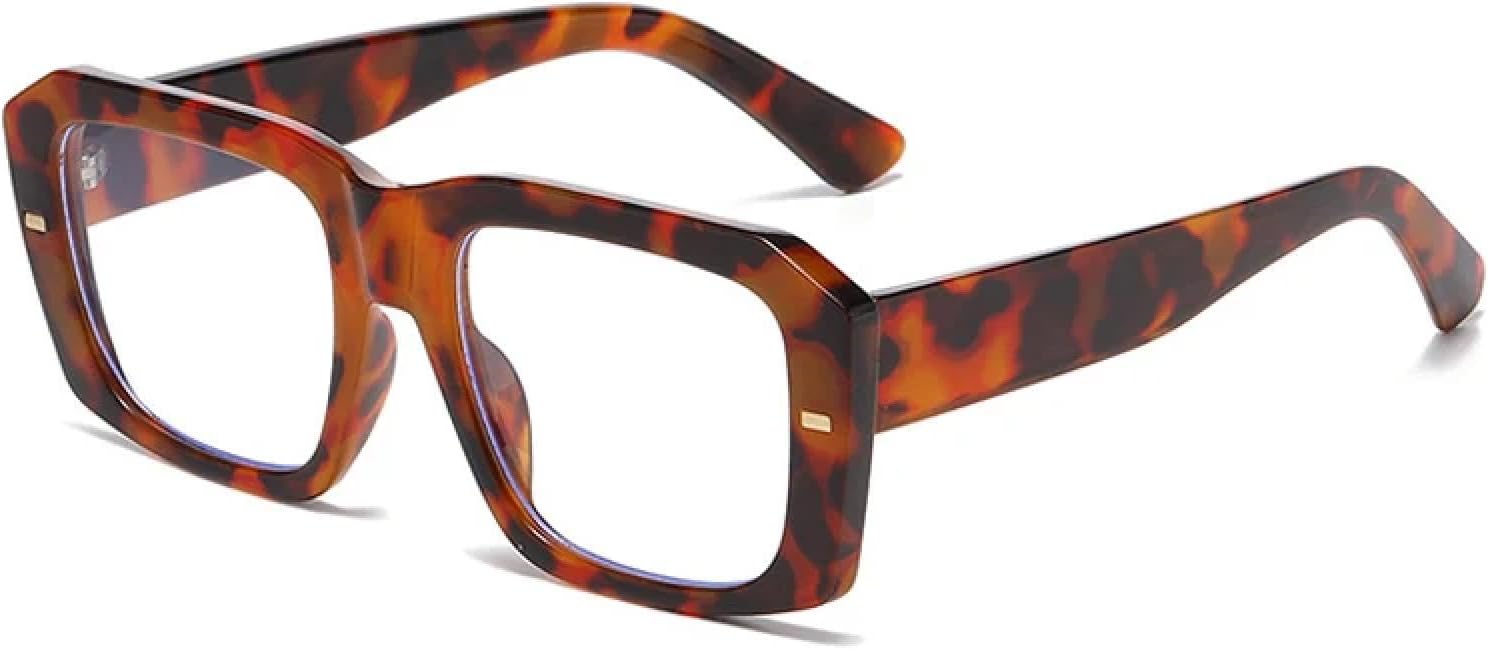 

Модные женские солнцезащитные очки в винтажном стиле с заклепками, панк-стиль, мужские сине-зеленые, защита от УФ-излучения UV400, прозрачные линзы, оправа VFDHN, Leopard Clear