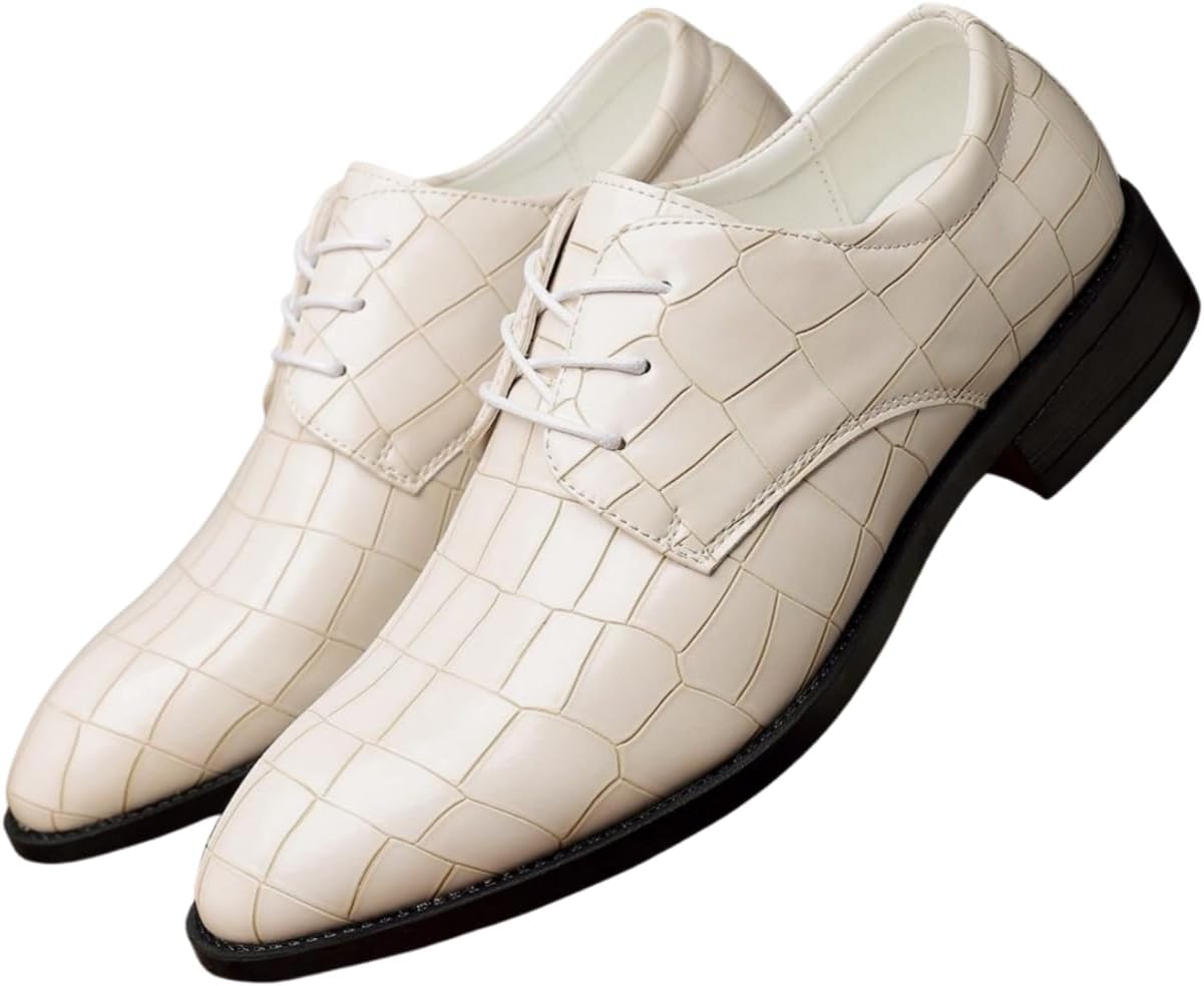 

Мужские оксфорды Santimon с узором под крокодила, шнурованные, деловые формальные туфли, белый