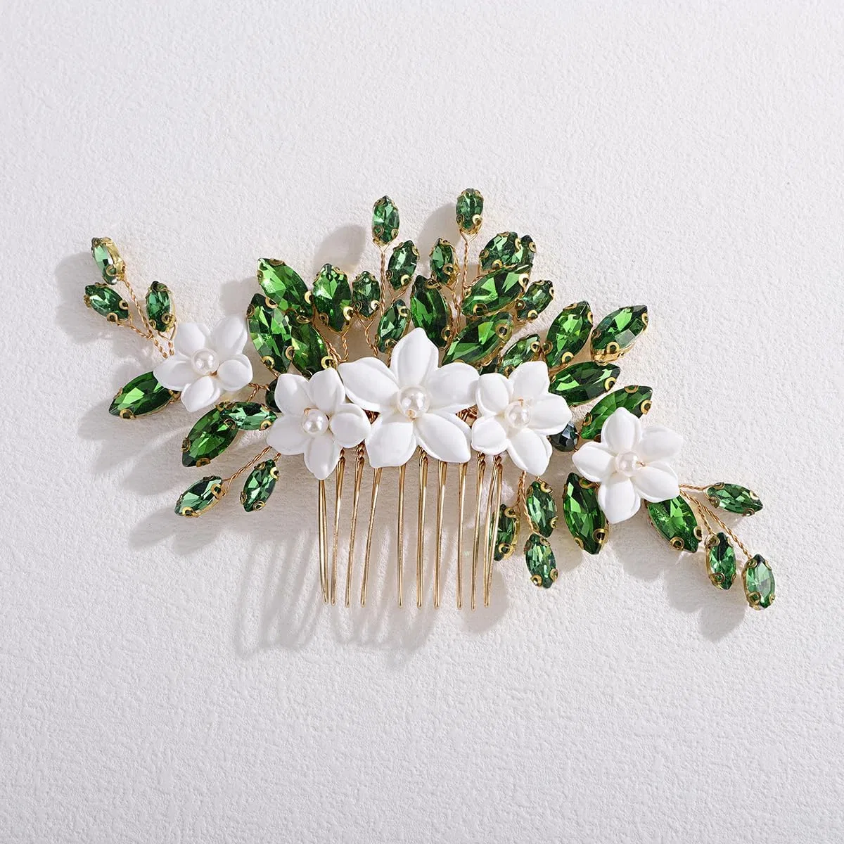 Гребень для волос с кристаллами Xerling Emerald Green