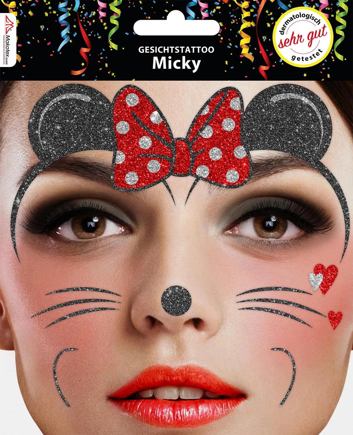 Временные татуировки-наклейки с блестками для лица «Мышь» Makotex, Mouse