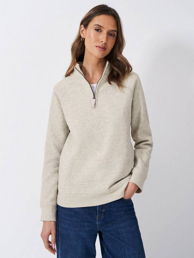 

Толстовка на молнии 1/2 дюйма Crew Clothing, цвет Oatmeal