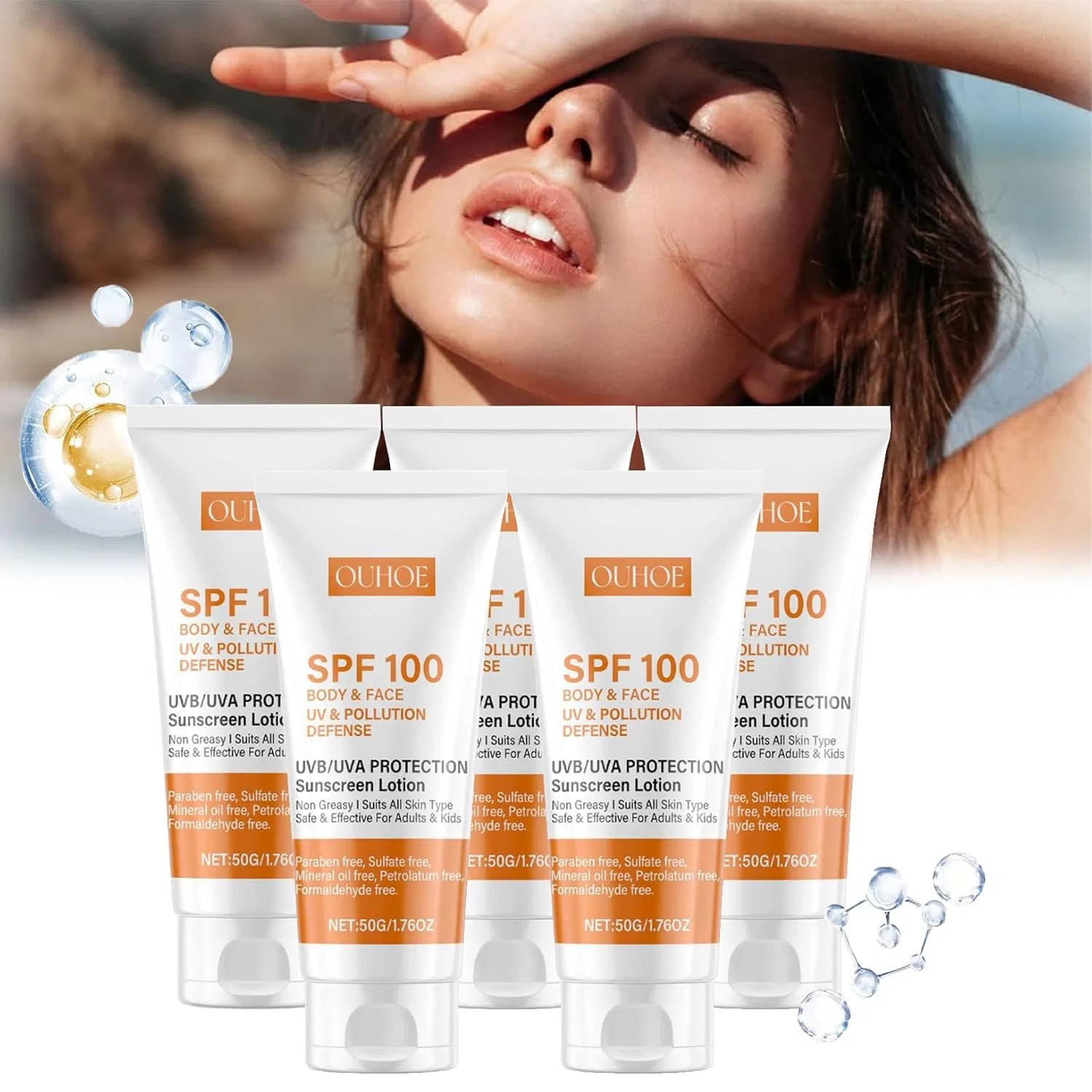 Солнцезащитный крем SPF 100 с UVA/UVB защитой, 50 г Orgrul, 5 Pieces.