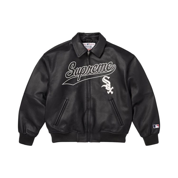 

Куртка Supreme x Chicago White Sox Leather Varsity Jacket, Black