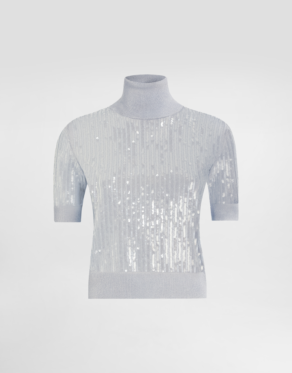 

Свитер с высоким воротником и вышивкой из пайеток Dolce & Gabbana, серый