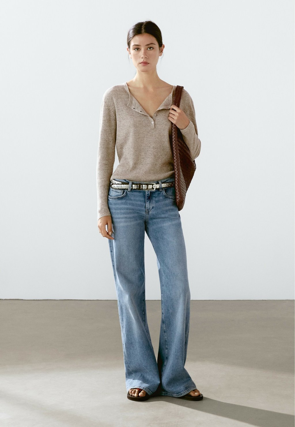 

Джемпер HENLEY Massimo Dutti, бежевый
