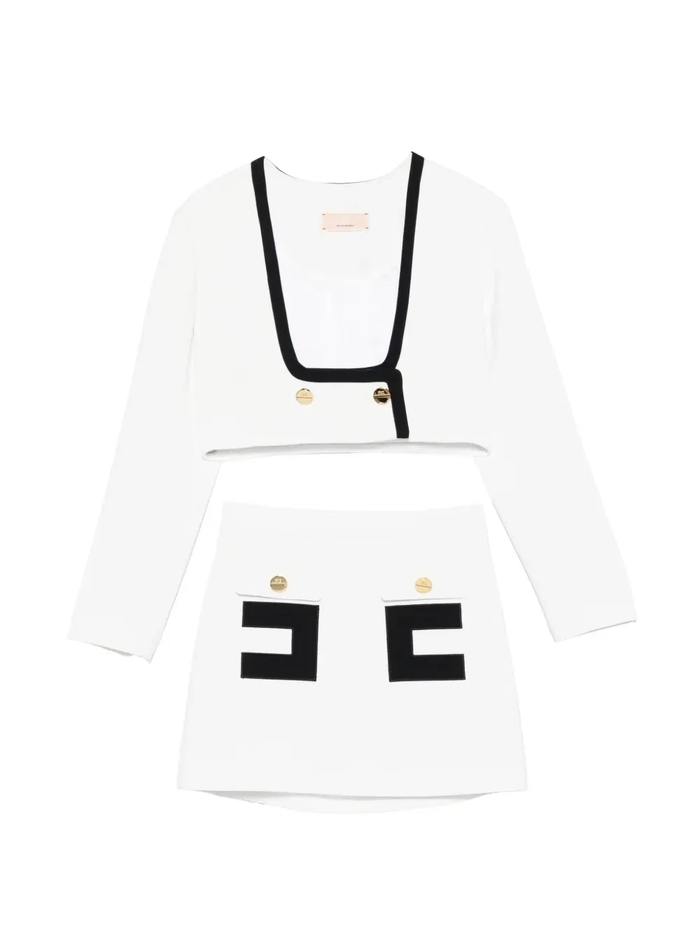 Комплект с юбкой с черной отделкой Elisabetta Franchi Kids, белый