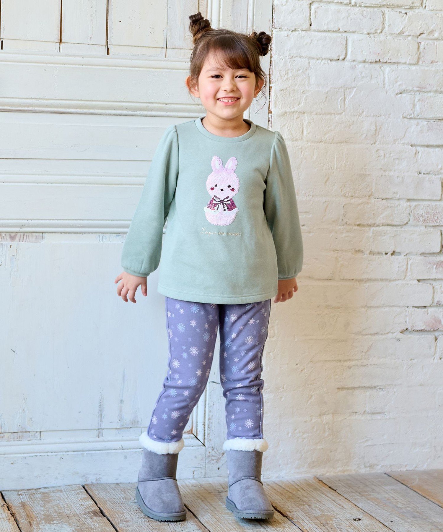 Свитер с ворсистой подкладкой и пайетками Miracle Sequin ANY KIDS, Mint (Snowman x Rabbit) [062] — фото 3
