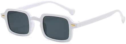 

Солнцезащитные очки прямоугольной формы для женщин, овальные солнцезащитные очки в винтажном стиле для мужчин и женщин, очки конфетных цветов с защитой от УФ-излучения UV400 MTZJH, White Grey