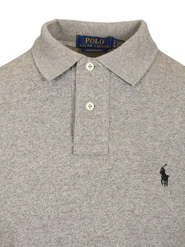 Рубашка-Поло с длинными рукавами и вышитым изображением пони Polo Ralph Lauren, серый — фото 3