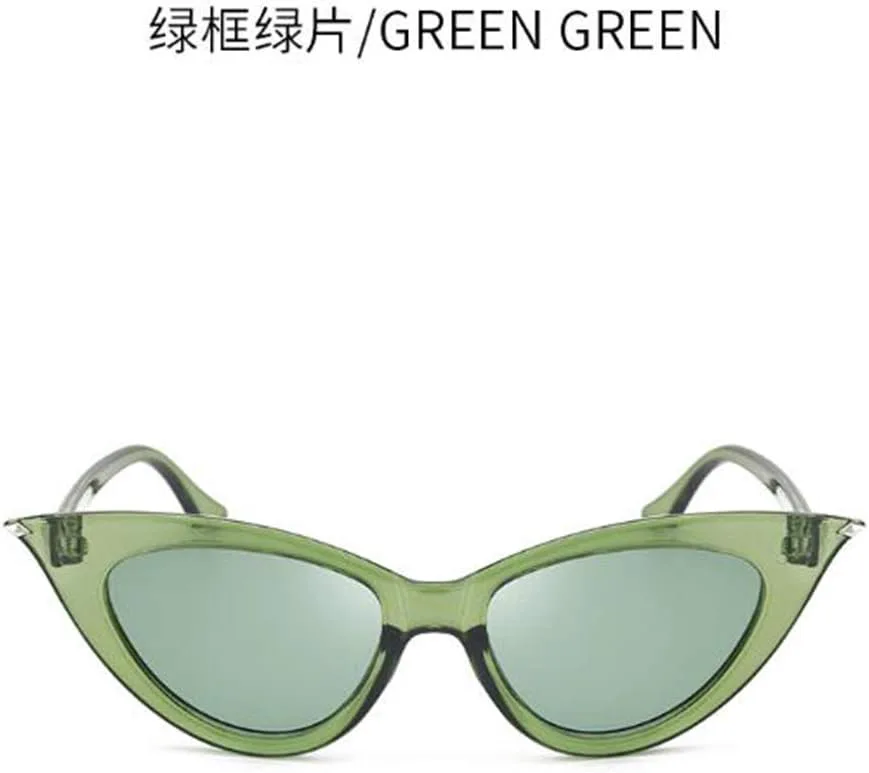 

Ретро-солнцезащитные очки треугольной формы, узкие солнцезащитные очки «кошачий глаз» для женщин, защитные очки Clout, пластиковая оправа Weloveushop, Green