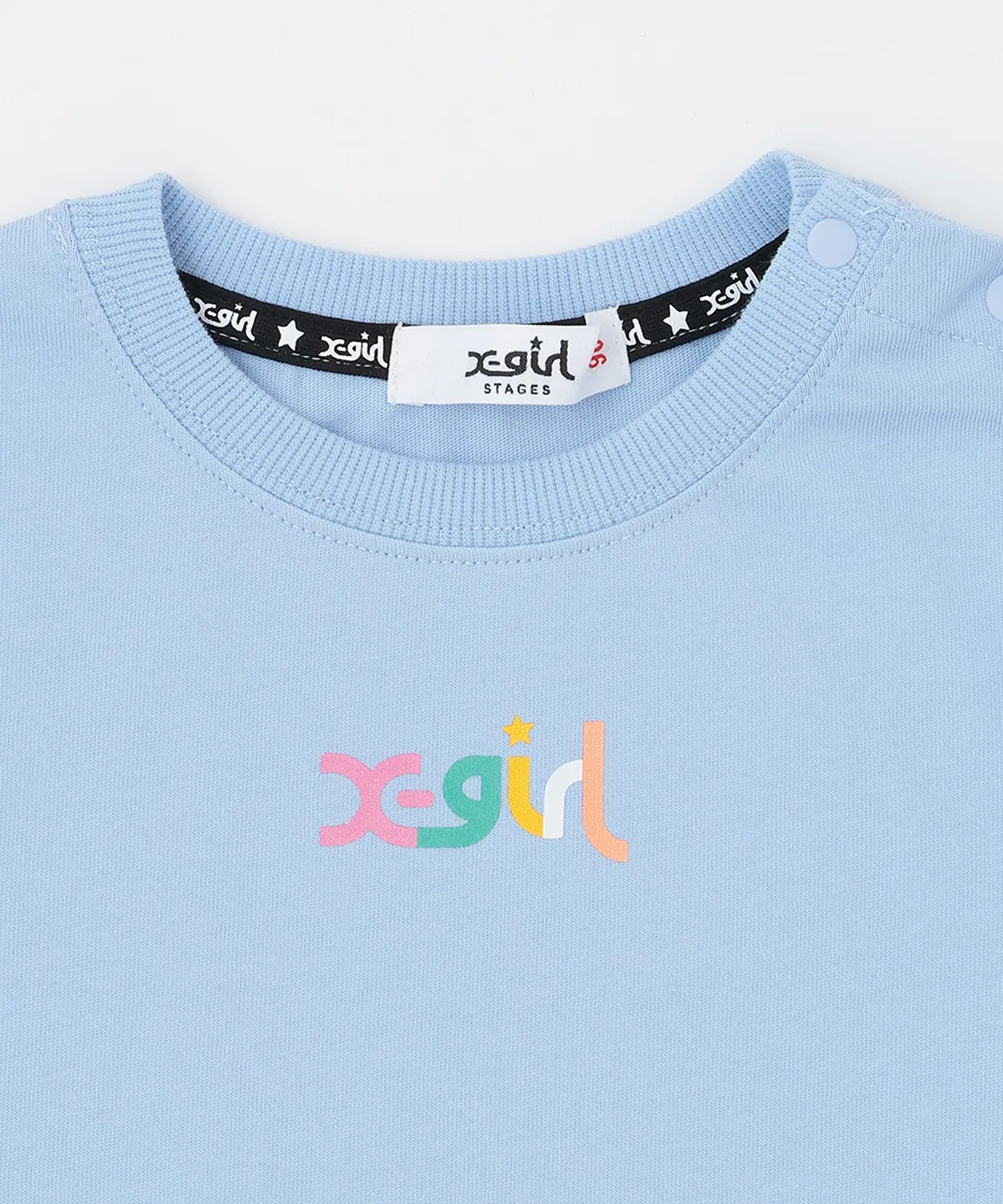 Детская футболка с вышивкой X-girl Stages голубая — фото 3