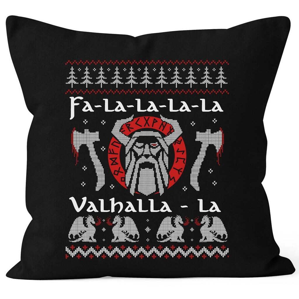 

Чехол на подушку Ugly Christmas Odin Vikings Winkinger Valhalla Christmas забавный MoonWorks черный, униразмер