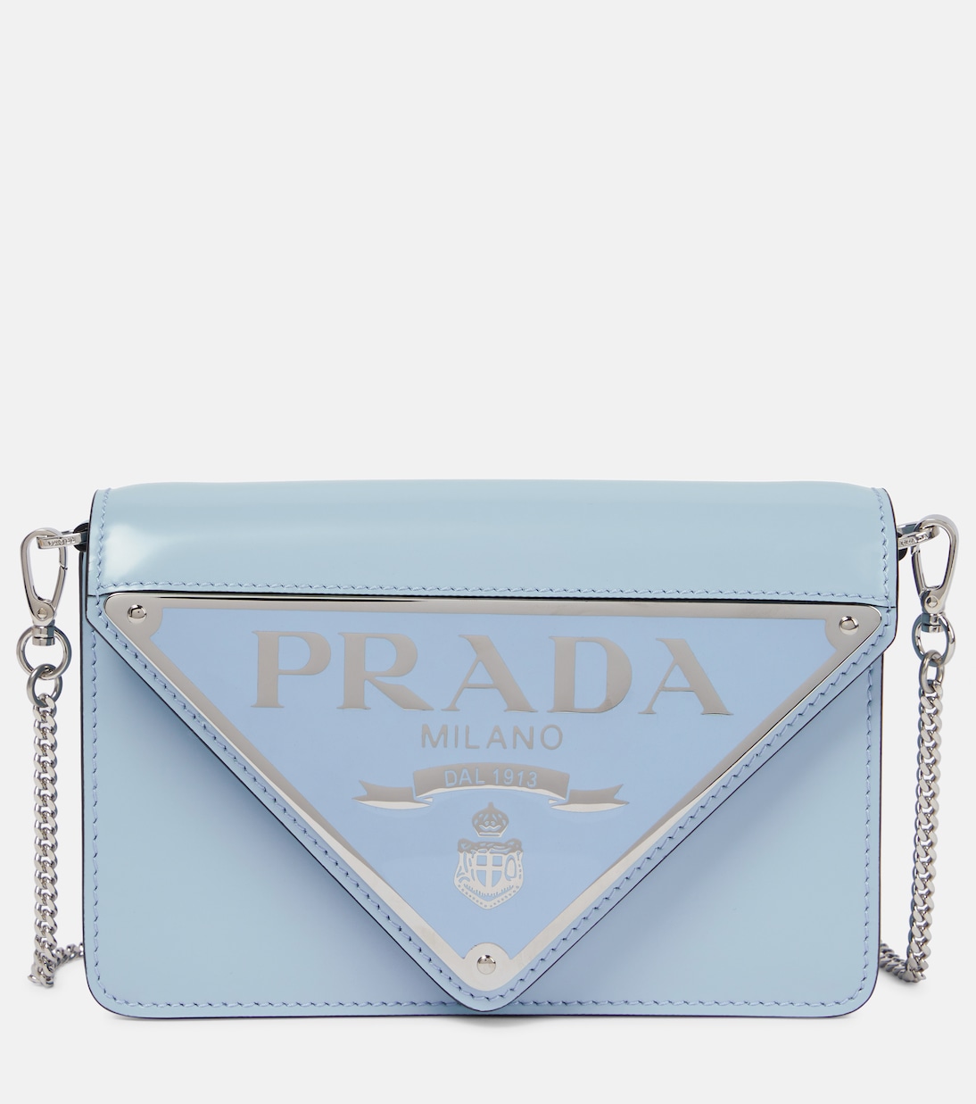 

Миниатюрная кожаная сумка через плечо Prada, Celeste N