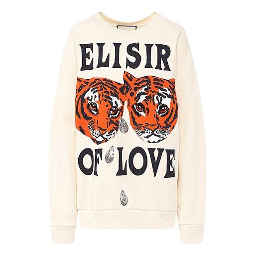 

Толстовка cotton tiger printed loose sweatshirt white Gucci, белый