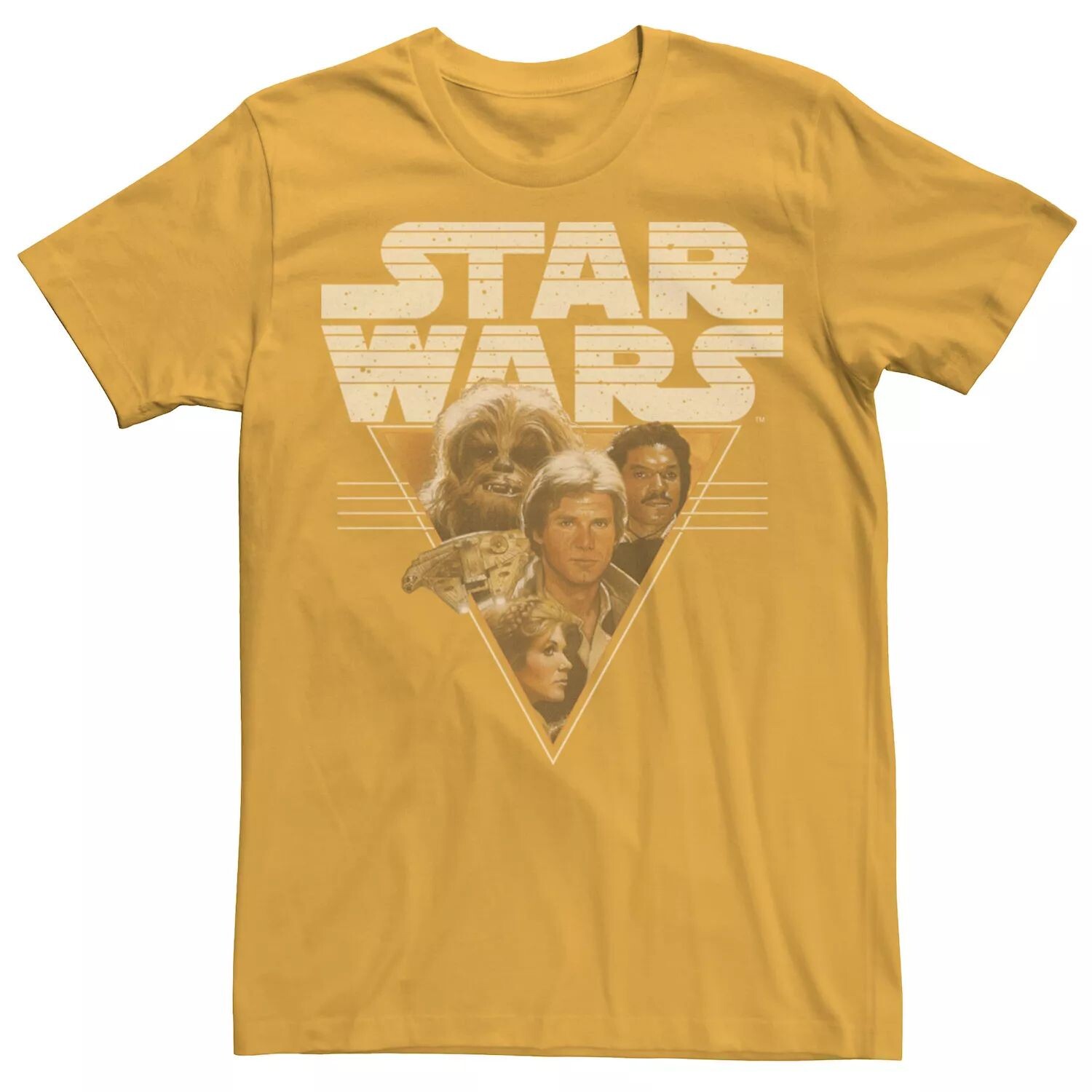 

Мужская винтажная треугольная футболка Group Shot со звездными войнами Star Wars, золотой, Желтый, Мужская винтажная треугольная футболка Group Shot со звездными войнами Star Wars, золотой