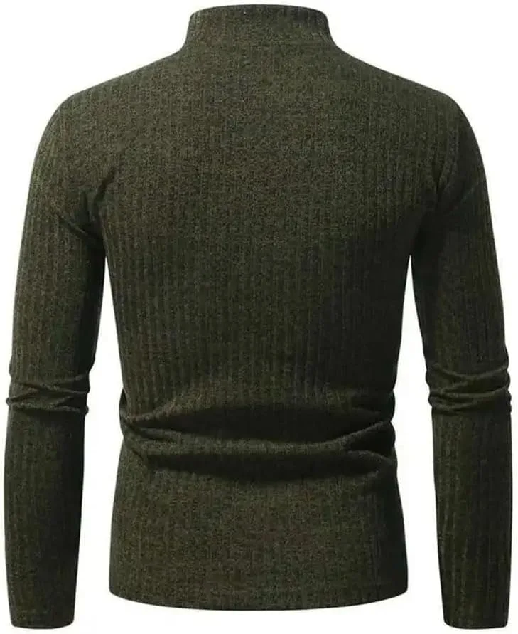 Мужской свитер-пуловер Y2k Korean Slim Fit с длинными рукавами и высоким воротником — фото 3