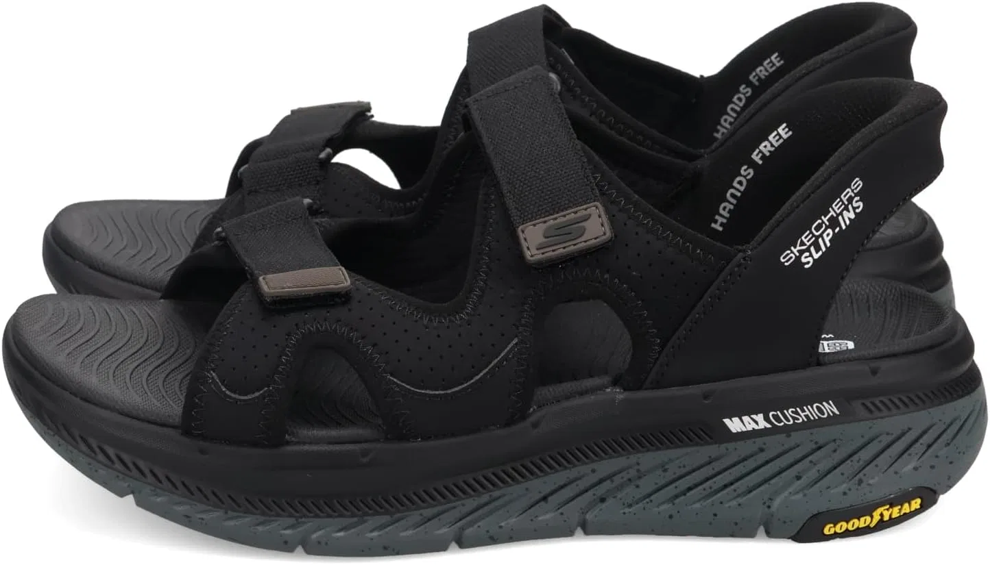 Мужские сандалии Skechers Hands Free Slip-ins Max Cushioning Premier 2.0 Julian Sandal Sports Sandals, Soot. — фото 4