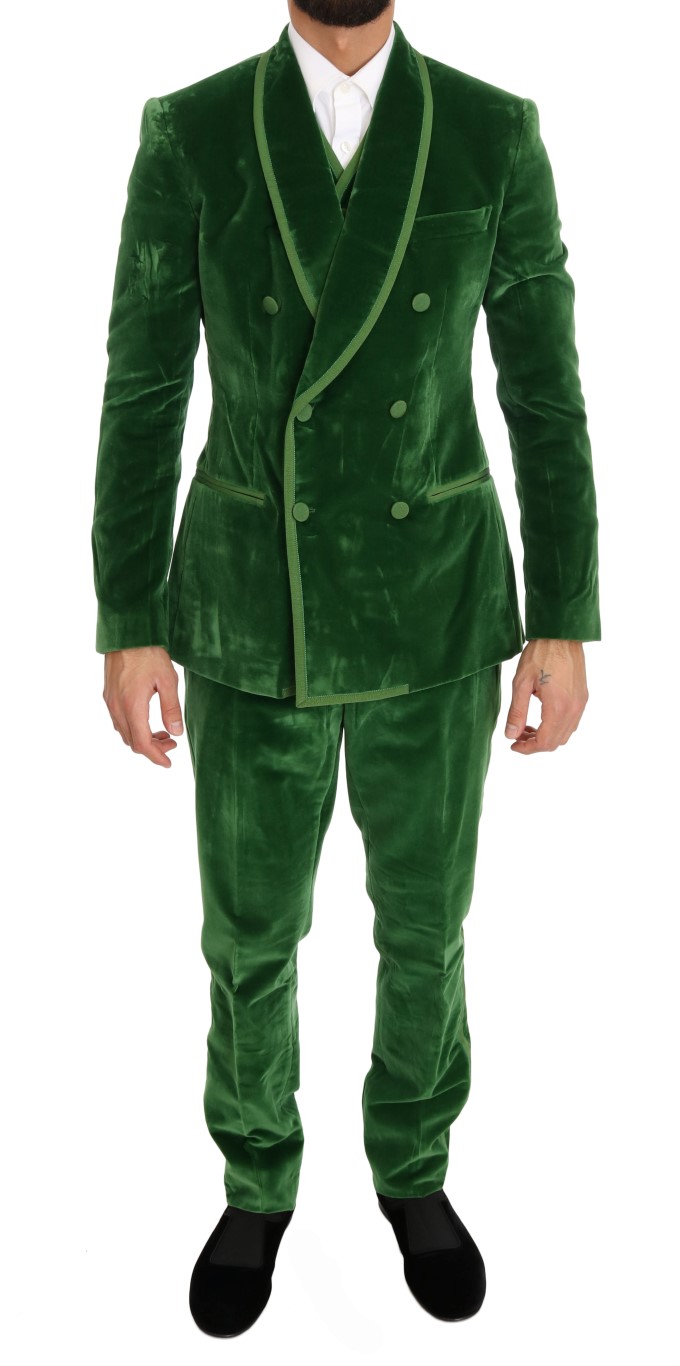 

Костюм-тройка из бархата Emerald Elegance Dolce & Gabbana, зеленый