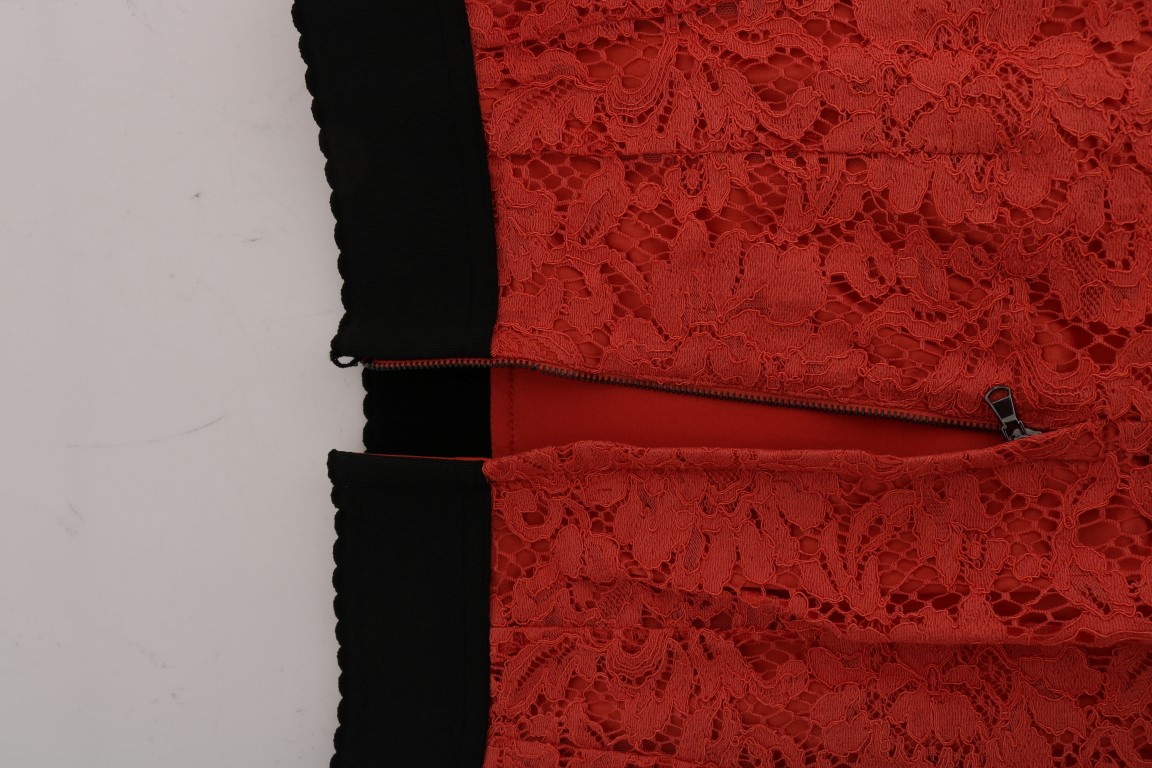 Оранжевая юбка-карандаш из кружева макраме Dolce & Gabbana, оранжевый — фото 4