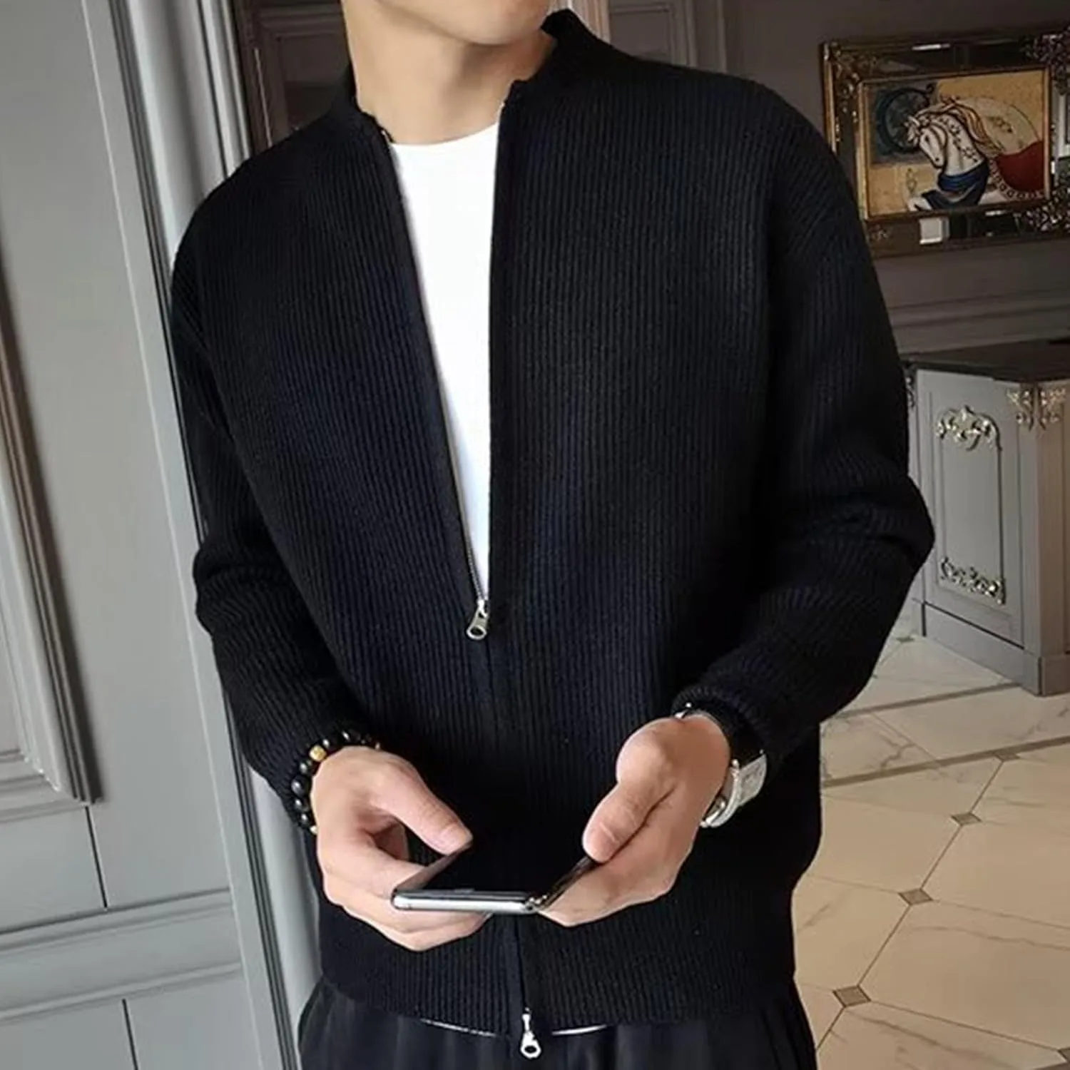 Мужской кардиган с круглым вырезом Slim Fit — фото 3