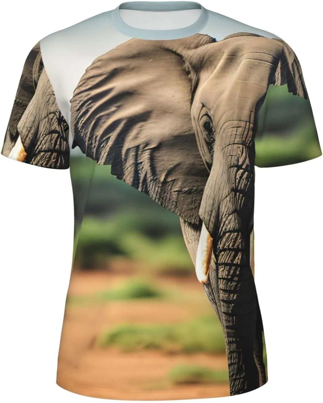 

Футболка мужская летняя с принтом африканского слона, легкая и дышащая SDFHU