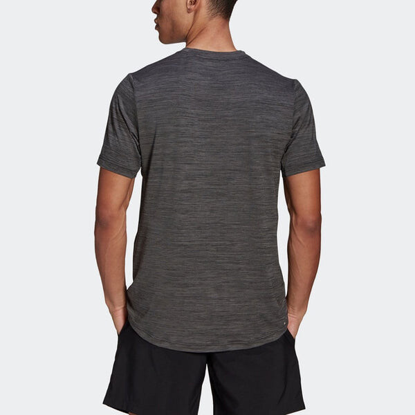 Футболка adidas M Ht El Tee Training Sports Round Neck Short Sleeve Metallic Black, черный — фото 3