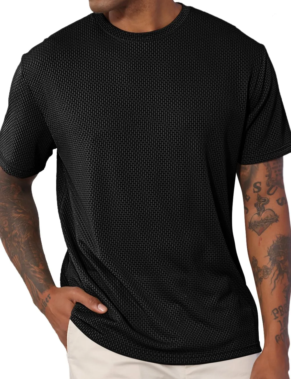 

Мужская футболка Casual с коротким рукавом и круглым вырезом QOSOQ