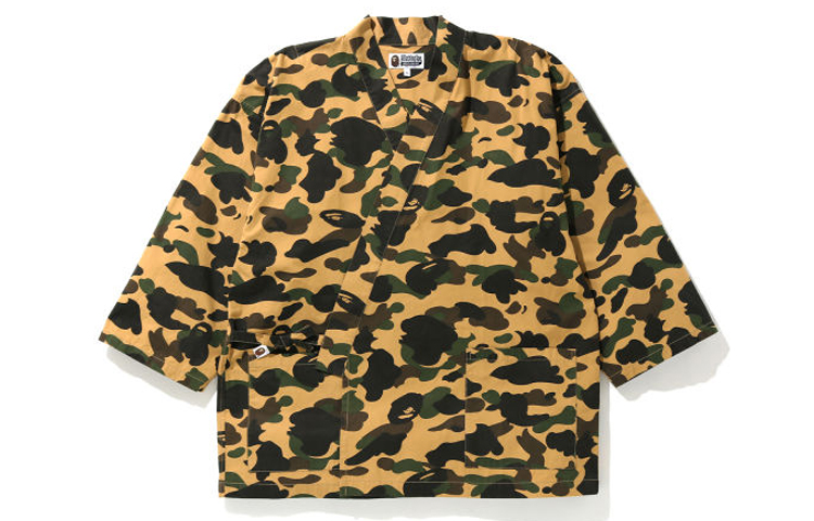 

Bape 1st Camo Kimono Shirt A BATHING APE, Желтый камуфляж