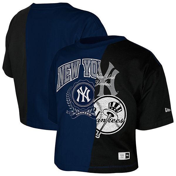 

Женская черная футболка new york yankees upcycled colorblocked boxy cropped New Era, Черный, Женская черная футболка new york yankees upcycled colorblocked boxy cropped New Era