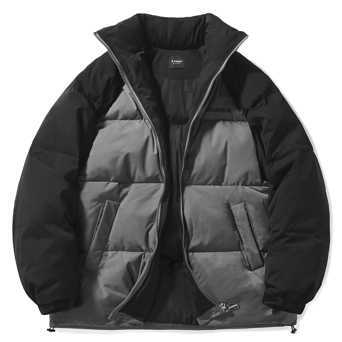 

R.super Унисекс пуховик, Black Sleeves with Gray Body