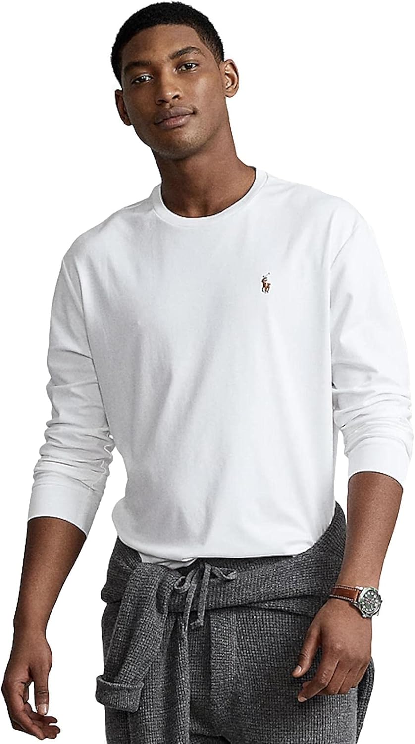 

POLO RALPH LAUREN Мужская футболка с длинным рукавом Classic Fit Soft Touch, White, Белый, POLO RALPH LAUREN Мужская футболка с длинным рукавом Classic Fit Soft Touch, White