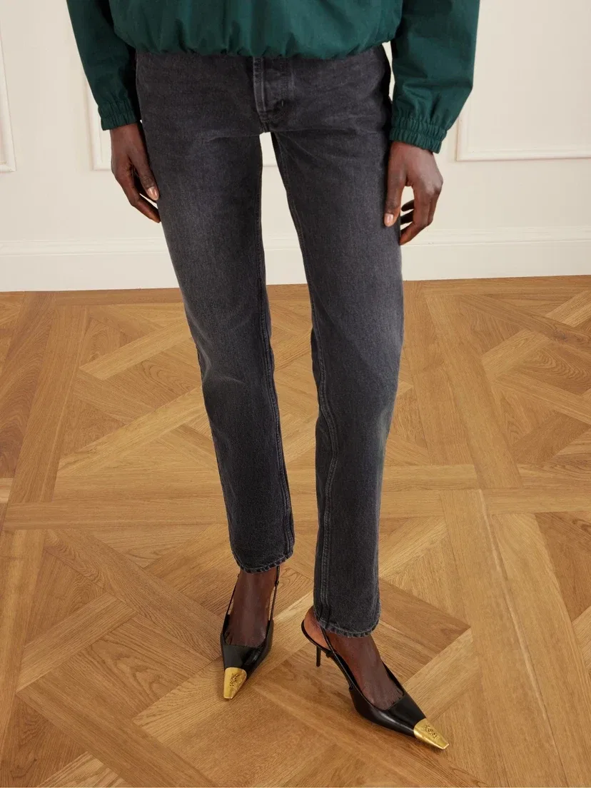 Туфли-слингбэки Jeanne из кожи с украшениями SAINT LAURENT, черный — фото 2