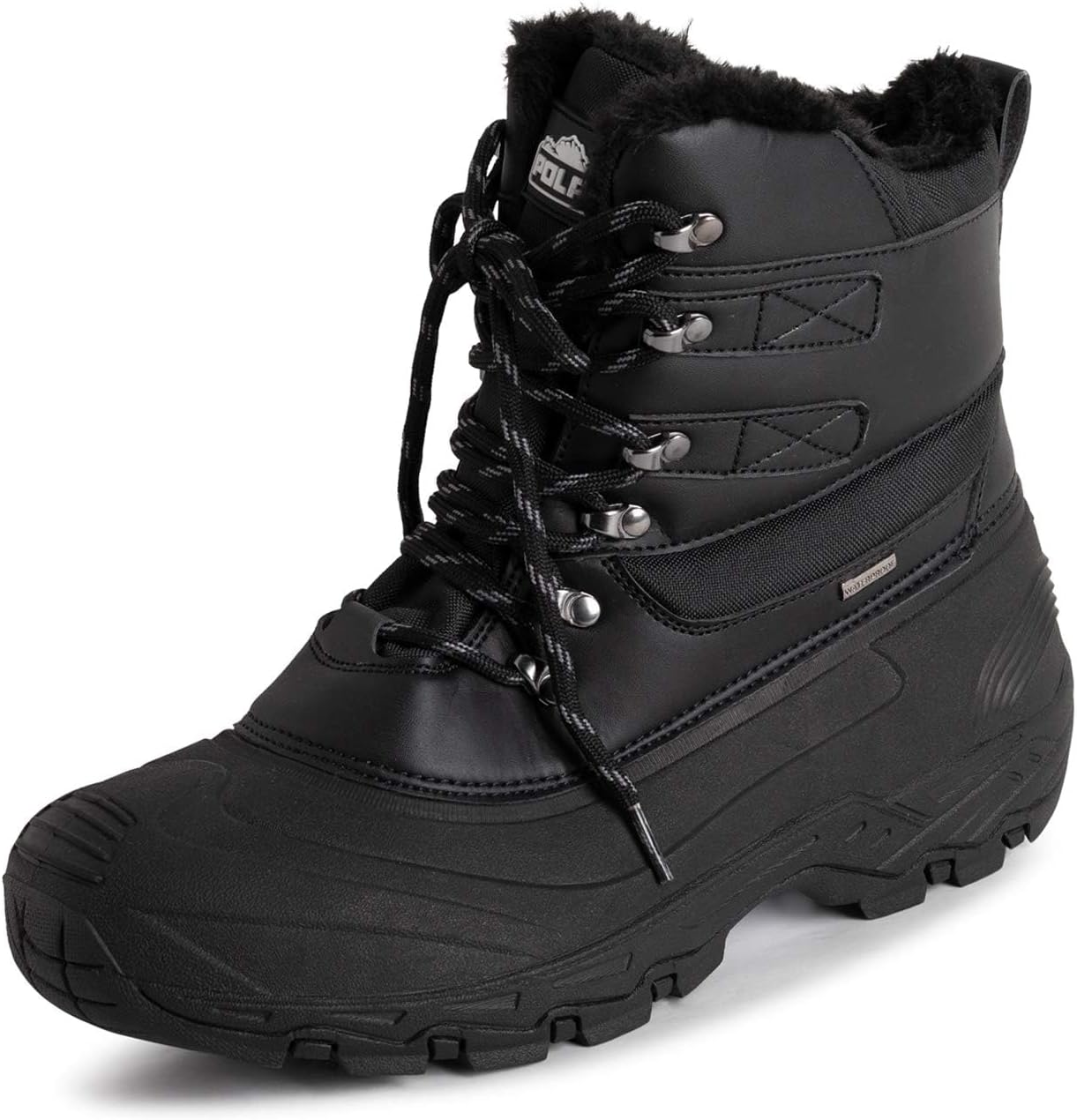 

Мужские зимние ботинки POLAR с водонепроницаемой подошвой, глубоким протектором и полной подкладкой из искусственного меха, прочные для снега, черный