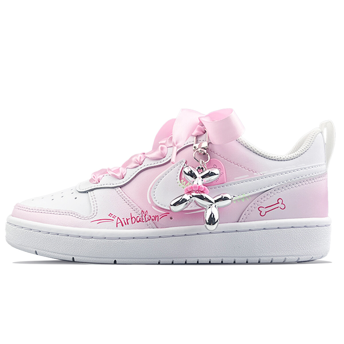 

Кроссовки Nike Court Borough Skateboard Shoes Women's Low-Top Pink, белый